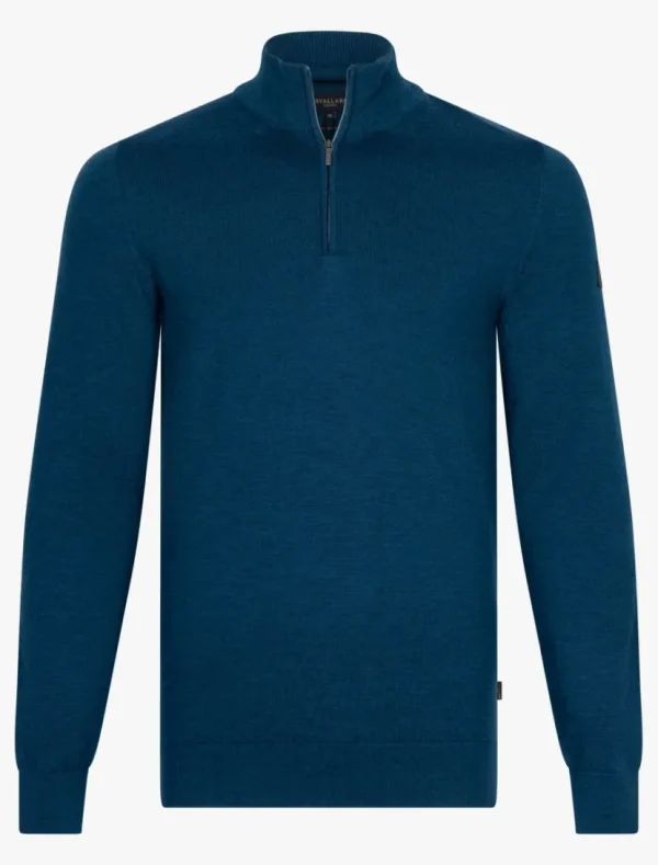 New Cavallaro Napoli Merino Half Zip Trui Petrol