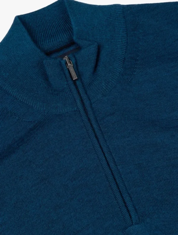 New Cavallaro Napoli Merino Half Zip Trui Petrol